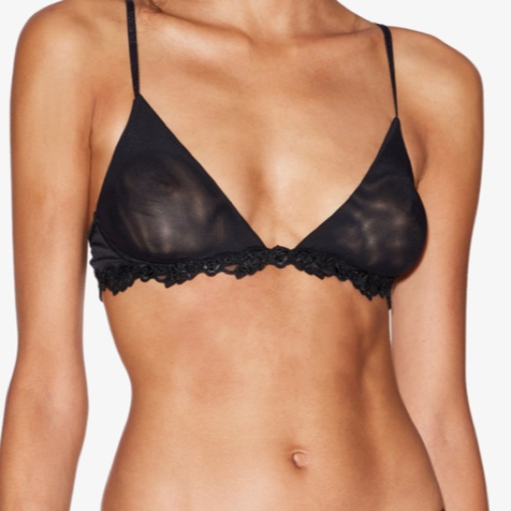 🖤 La Perla Triangle Bra in Sheer Black Stretch Tulle – Size 34B (NWT) 🖤